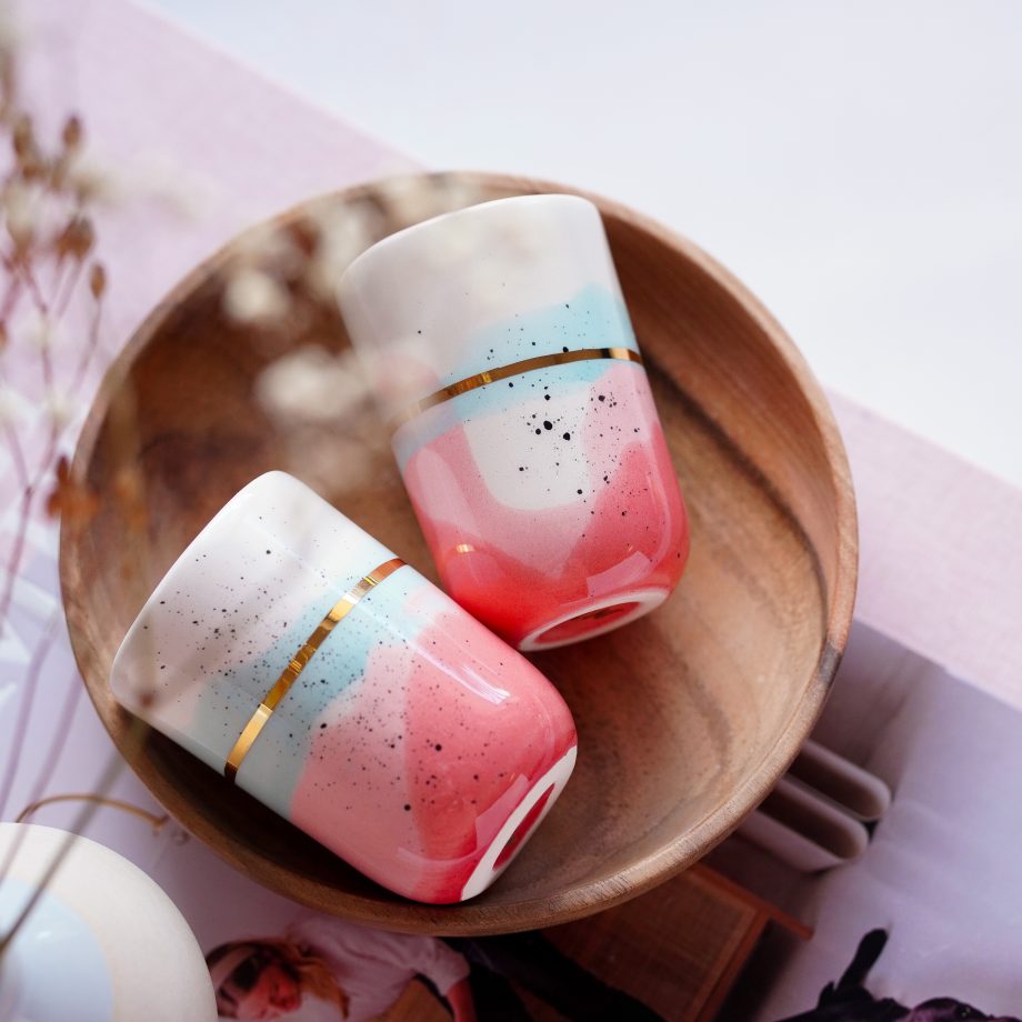 Marinski Heartmades Watercolor ceramic cups
