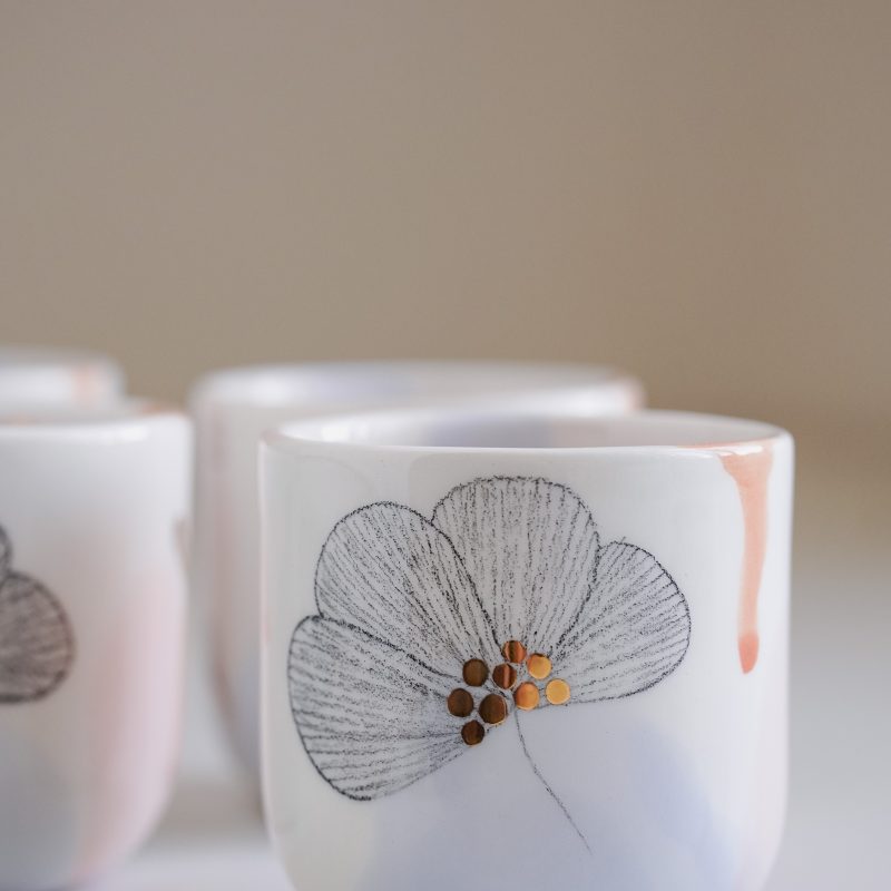Marinski Heartmades Watercolored cups with nature details