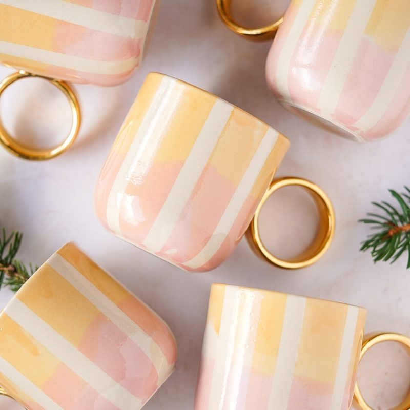 Latte Mugs with Stripes